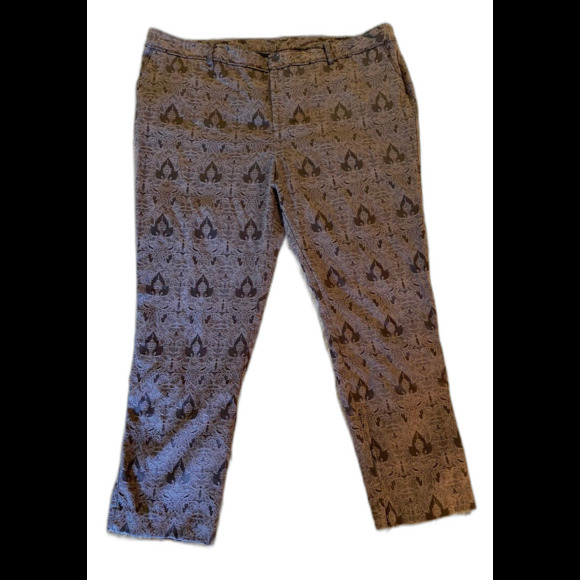 Worthington Womens Patterened Brown Plus Size 18 Cropped Pants - Picture 2 of 9